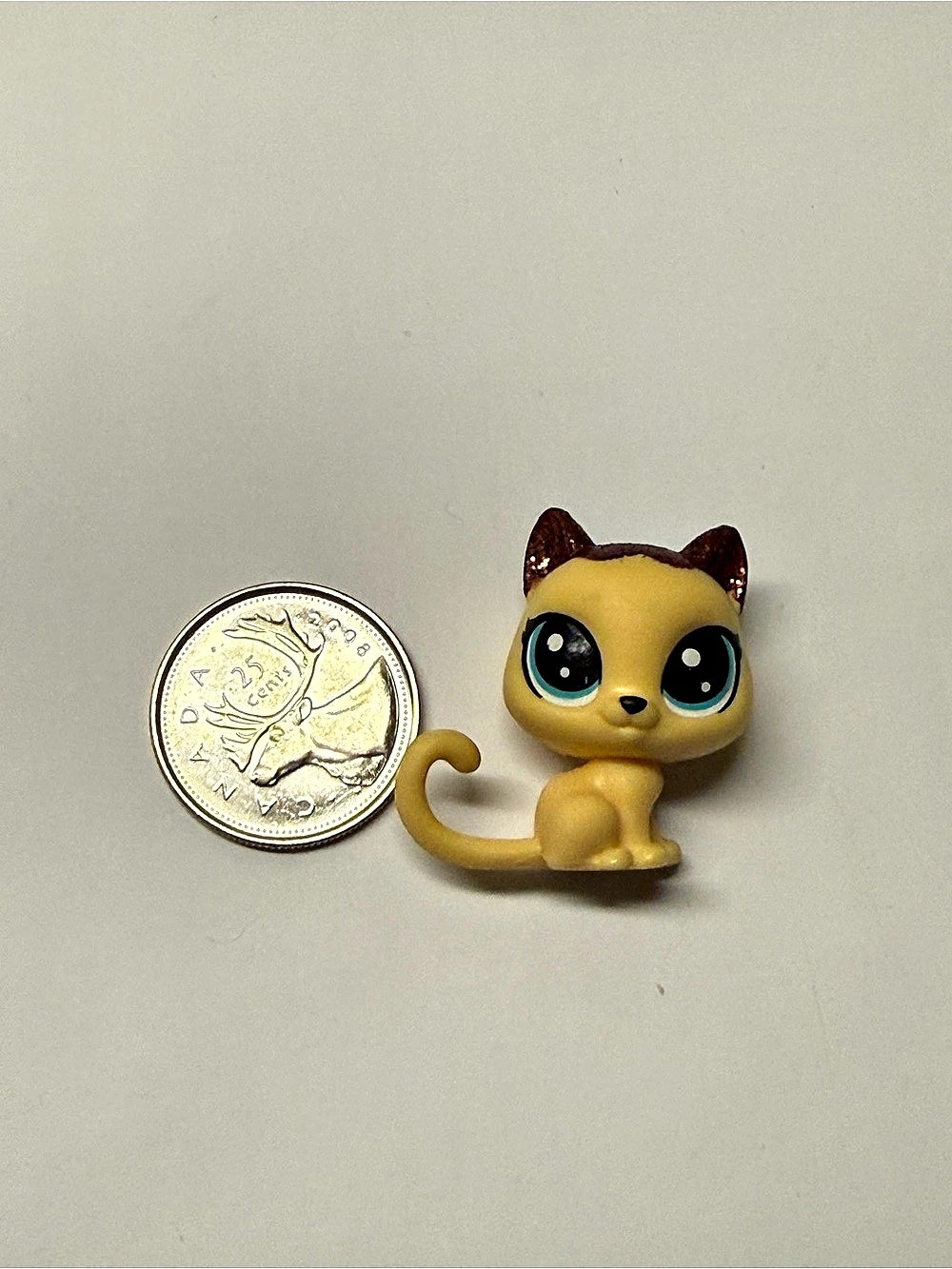 Littlest Pet Shop Crumpet Shortfur Cream Brown Glitter Mini Cat Teal Eyes